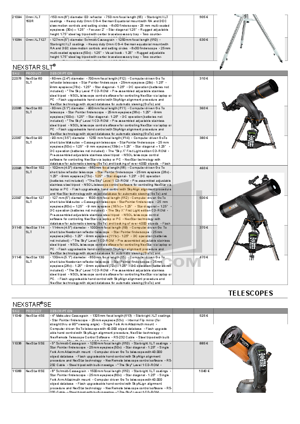 PDF manual for Celestron Telescope FirstScope 76EQ